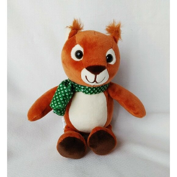 Kinder Surprise 9" Plush Winter Holiday Red  Squirrel Green Scarf Stuffed Animal - Picture 1 of 4